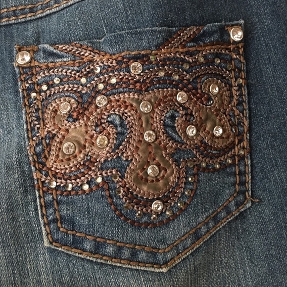 EARL JEANS Bootcut Bling Embroidered Pockets Mid Rise Stretch Denim Western 8 - Picture 9 of 12